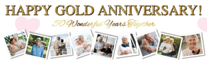 Personalised Wedding Anniversary Banner - Gold - 9 Photo upload