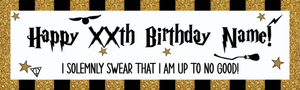 Personalised Happy Birthday Banner - Wizard Witch Design - Custom Age