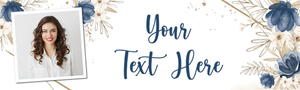 Personalised Party Banner - Blue Floral - 1 Photo Upload &amp; Custom Text