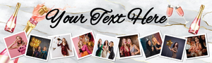 Personalised Party Banner - Pink Champagne - 9 Photo Upload &amp; Custom Text