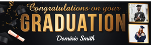Personalised Graduation Banner - Congratulations On Your - Custom Name &amp; 2 Photo Upload