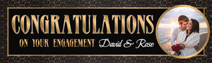 Personalised Engagement Party Banner - Art Deco - Custom Name &amp; 1 Photo Upload