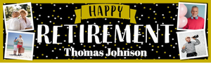 Personalised Happy Retirement Banner - Retirement - Custom Name &amp; 4 Photo Upload