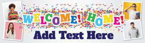 Personalised Welcome Home Banner - Party Celebration - Custom Name &amp; 4 Photo Upload