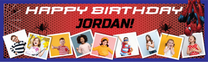 Personalised Happy Birthday Banner - Spider Man Superhero - Custom Name & 9 Photo Upload