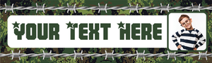 Personalised Party Banner - Army Theme - Custom Text &amp; 1 Photo Upload