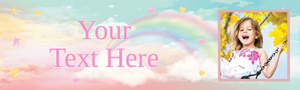 Personalised Party Banner - Clouds &amp; Rainbow - Custom Text &amp; 1 Photo Upload