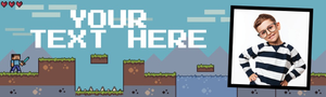 Personalised Party Banner - Minecraft Gaming Kids - Custom Text & 2 Photo Upload