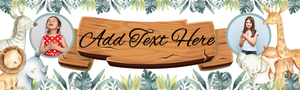 Personalised Party Banner - Jungle Safari - Custom Text &amp; 2 Photo Upload