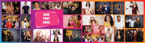 Personalised Party Banner - Pink Photo Collage - Add Text &amp; 30 Photo Upload