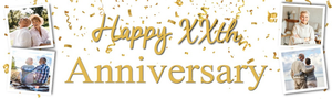 Personalised Wedding Anniversary Banner - Celebration Design - Custom Year &amp; 4 Photo Upload