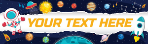 Personalised Happy Birthday Banner - Kids Space Planets - Custom Text