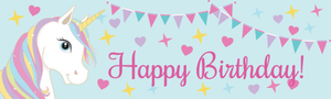 Happy Birthday Banner - Hearts &amp; Stars Unicorn