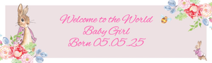 Baby Girl Banner - Pink Rabbit Floral Welcome