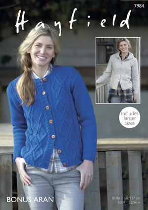 Cardigans in Hayfield Bonus Aran (7984)