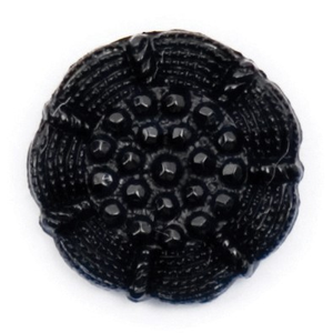 Milward Buttons - Size 12mm, Flower Swirl Pattern, Black, Pack of 4