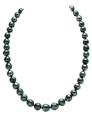 8-10mm Dark Tahitian South Sea Circle - Baroque Pearl Necklace
