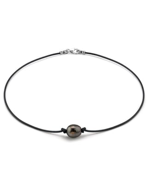 Tahitian Baroque Pearl Leather Necklace - Various Sizes
