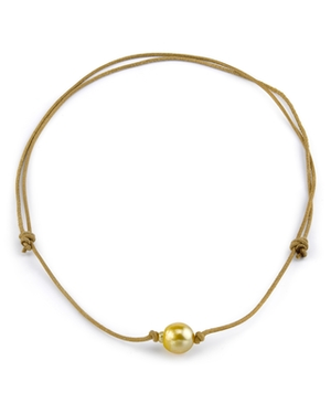 Golden Baroque Pearl Leather Adjustable Necklace - Various Sizes