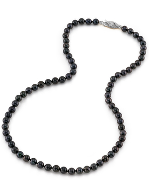 5.5-6.0mm Japanese Akoya Black Pearl Necklace - AAA Quality