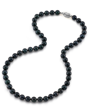 7.5-8.0mm Japanese Akoya Black Pearl Necklace - AAA Quality
