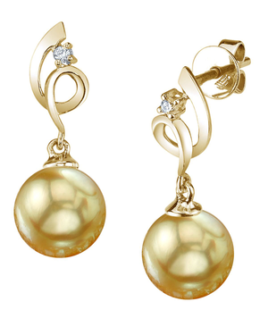 14K Gold Golden Pearl & Diamond Symphony Earrings