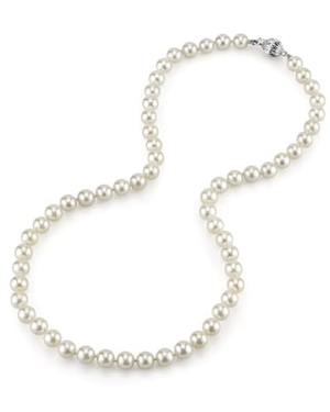 6.5-7.0mm Japanese Akoya White Pearl Necklace - AA+ Quality