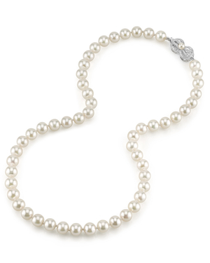 7.5-8.0mm Japanese Akoya White Pearl Necklace - AAA Quality