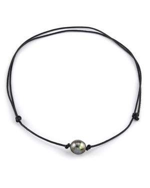 Tahitian Baroque Pearl Leather Adjustable Necklace - Various Sizes