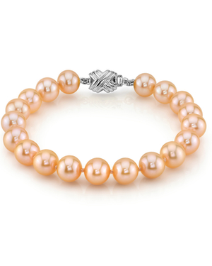 8.5-9.5mm Peach Freshwater Pearl Bracelet - AAA Quality