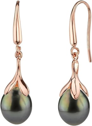 10-11mm Tahitian South Sea Pearl Olive Drop Earrings