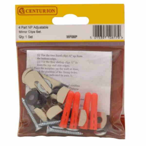 4 Part Nickel Plated Adjustable Mirror Clips Set