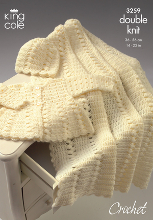 Coat, Shawl and Hat in King Cole Baby Comfort Baby DK (3259)