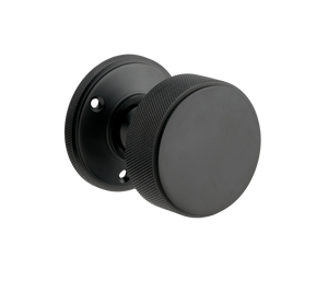 Kensington Knurled Mortice Door Knob - Matte Black - 60mm - Designer Levers