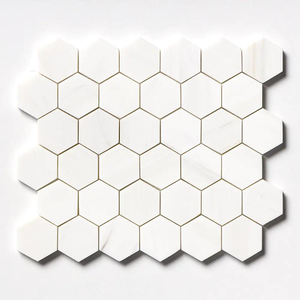 Bianco Dolomiti Honed Hexagon Marble Mosaics 10 3/8x12