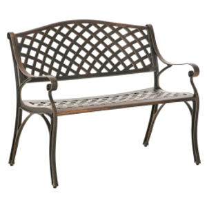 Outsunny Cast Aluminium Outdoor Garden Bench 2 Seater Antique Patio Loveseat, Bronze