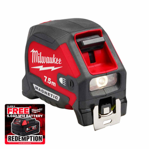 Milwaukee 4932492469 LED Magnetic Tape Measure 7.5m