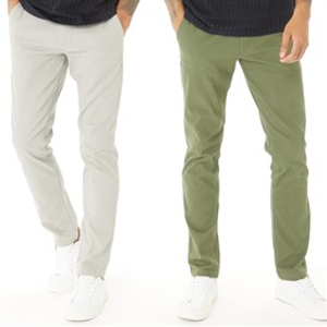 JACK & JONES Mens Bolton Dean AKM Two Pack Chinos Ghost Gray/Olive Night