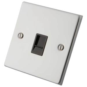M2 Decorative 1 Gang Cat 5E Data Outlet Black Insert Polished Stainless Steel