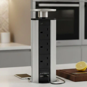 Worktop pop up socket silver