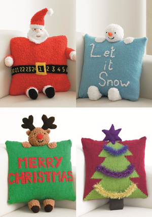 Christmas Novelty Cushions in King Cole DK and Chunky (4111)