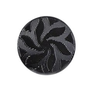 Milward Buttons - Size 12mm, Flower Swirl Effect, Black, Pack of 4