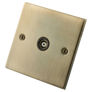 1 Gang Isolated Coaxial Socket Black Insert Antique Brass