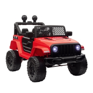 HOMCOM Kids Ride On Car, 12V Electric Cars for Kids with Parental Remote Control, 2 Motors, 4-Wheel Suspension, LED Lights, Horn, 3-5km/h, Battery Powered Ride On Toy for 3-6 Years Old Red