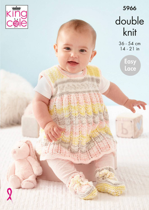 Dress, Cardigan, Hat and Bootees in King Cole Cherish DK (5966)