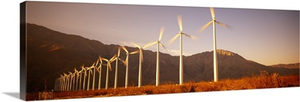 Wind turbines in a row, Palm Springs, California