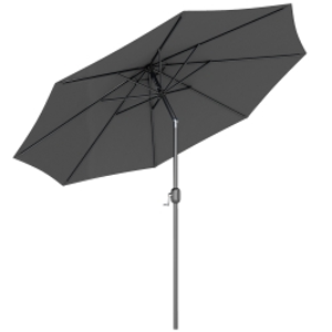 Outsunny 3(m) Tilting Parasol Garden Umbrellas, Outdoor Sun Shade with 8 Ribs, Tilt and Crank Handle for Balcony, Bench, Garden, Dark Grey