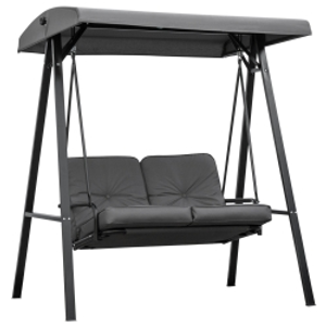 Outsunny 2 Seater Garden Swing Chair with Adjustable Tilting Canopy, Outdoor Hammock Bench with Steel Frame for Patio, 144 x 117 x 173 cm, Grey