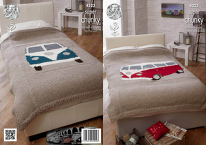 Camper Van Bed Throws in King Cole Big Value Super Chunky (4323)