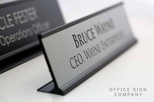 Metal Desk Name Plate with Aluminum Frame